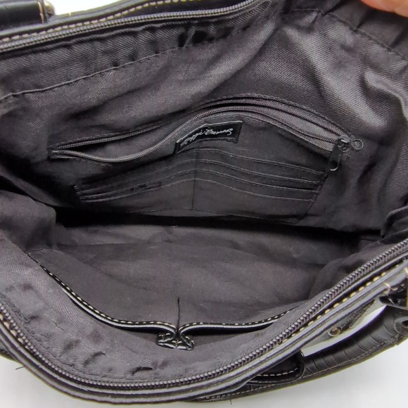 Maggie Barnes Womens Handbag Black L Zip Close Bucket Purse Double Handle - Picture 5 of 9